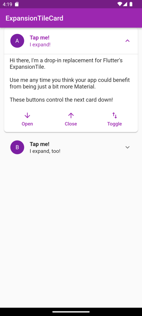 Expansion TileCard in Flutter