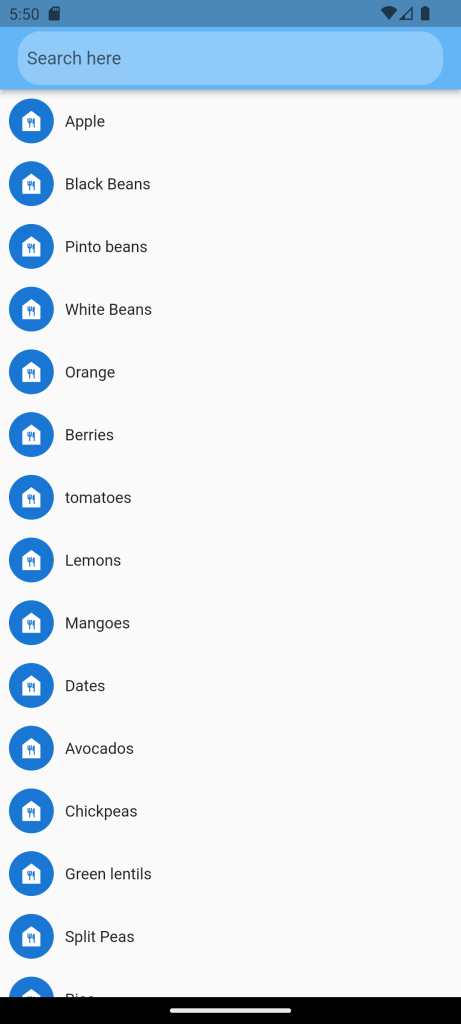 Search List in Flutter