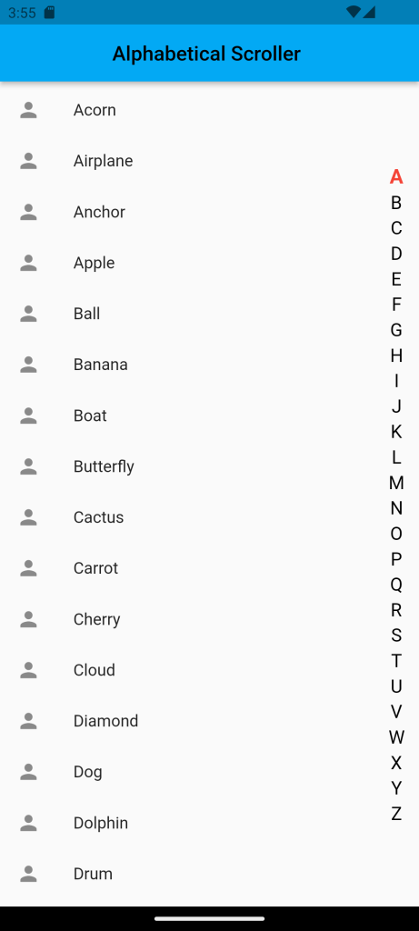 Alphabetical Scroll List in Flutter